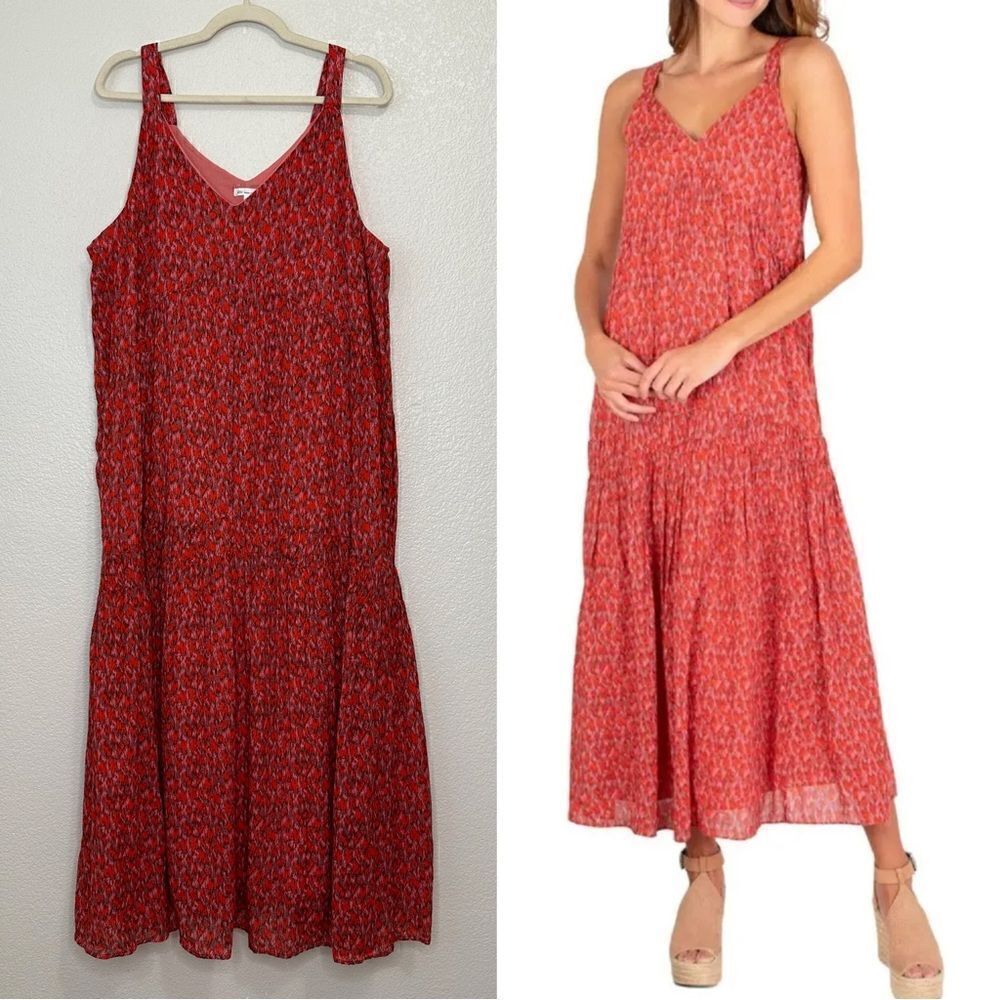 Joie Limited Edition Tea Rose Patterned Tiered Maxi Summer Dress